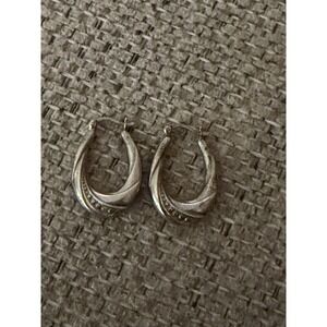 Vintage Style Sterling Silver 925 1" Scallop Scoop HOOP Earrings #618